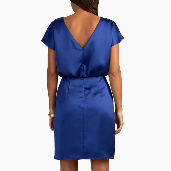 Trina Turk Amuse Blue Satin Short Sleeve Dress Size 8  Like New - Picture 2 of 12
